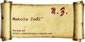 Matola Zoé névjegykártya